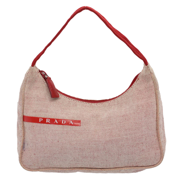 PRADA Hand Bag Canvas Gray Red Auth bs9757 - Picture 13 of 16